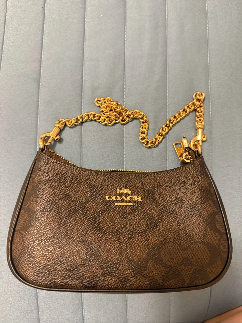 Coach Brown Mini Crossbody with Gold Chain and Hardware